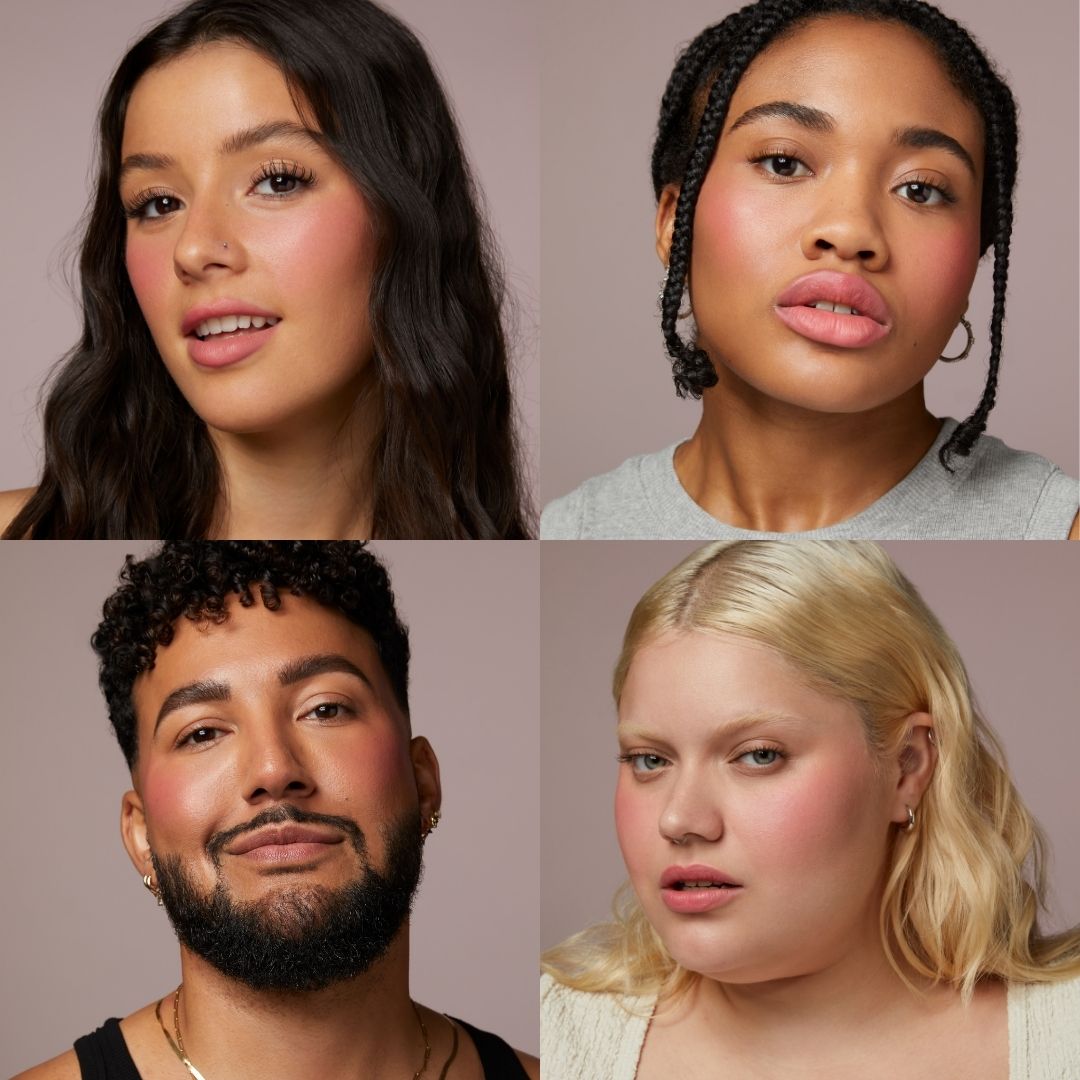 Soft Pink - A Lively Pink, Grid of 4 models wearing Soft Pink